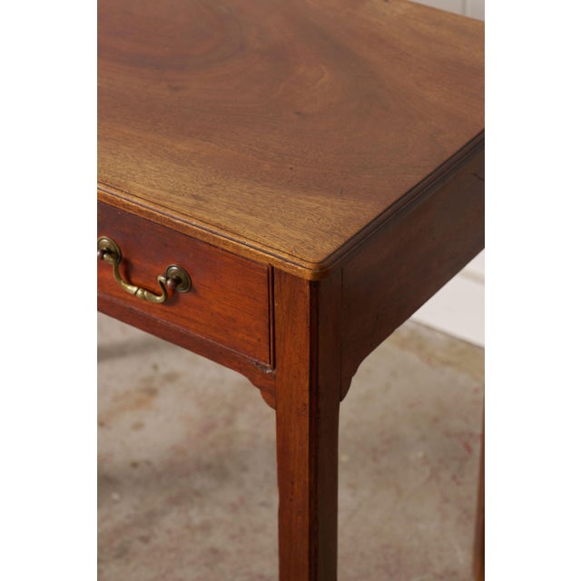 Early 19th Century Georgian Mahogany Single Drawer Side Table With Classic Swan Pulls For Sale - Image 4 of 13