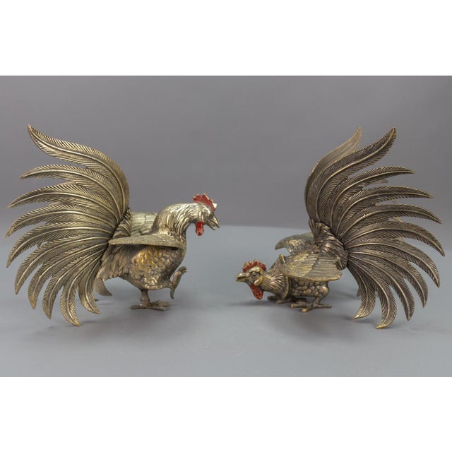 Metal Bronze Sculptures of Fighting Roosters, Japan, 1950s, Set of 2 For Sale - Image 7 of 18