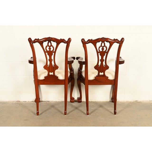 Baker Furniture Style Chippendale Carved Mahogany Dining Chairs, Set of Ten For Sale - Image 15 of 16
