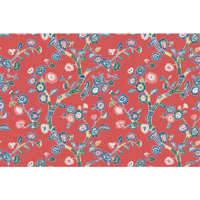 A 9.5" x 9.5" sample of Temple Garden Lacquer Red Care Instructions: Pure Solvants Dry Cleaning