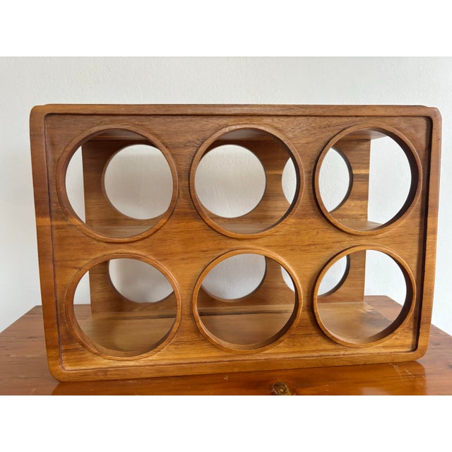 1970s Vintage Danish Modern Walnut Wine Rack, Holds 6 Bottles For Sale - Image 11 of 11