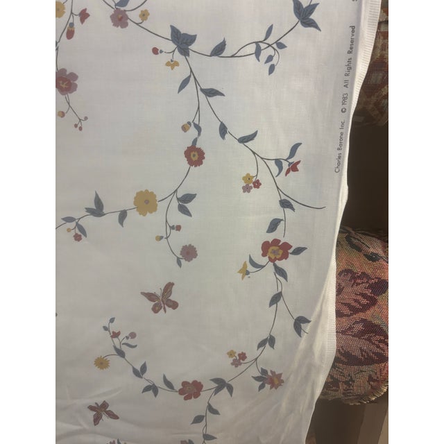 We have this beautiful floral design fabric great for pillows or window treatments