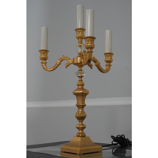 Italian Pair of Laudarte Italian Four-Light Candelabra Lamps For Sale - Image 3 of 15