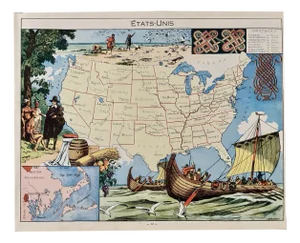 Illustrated Map of the United States by Émile-Joseph-Porphyre Pinchon, 1948