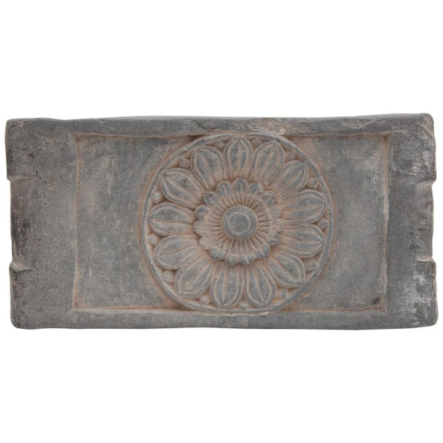 Antique Ancient Buddhist Stone Altar Tabletop with a Lotus Flower For Sale - Image 6 of 6