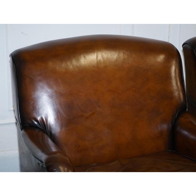Set of Cigar Hand Dyed Leather Chairs For Sale - Image 3 of 18