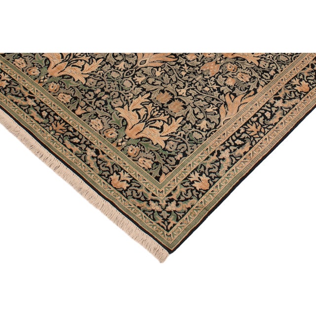 Shabby Chic Shabby Chic 1990'sPak-Persian Black/Green Wool Rug - 4'0'' X 6'1'' For Sale - Image 3 of 9