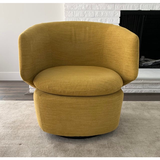 West Elm Crescent Swivel Chair In Horseradish Chairish