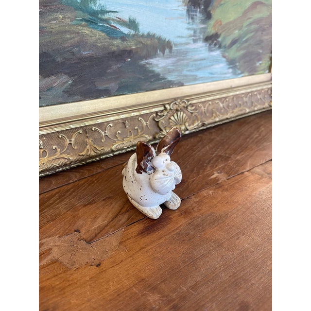 1970s Handmade Studio Pottery Bunny Card Holder With Brown Glaze Accents. For Sale - Image 5 of 10