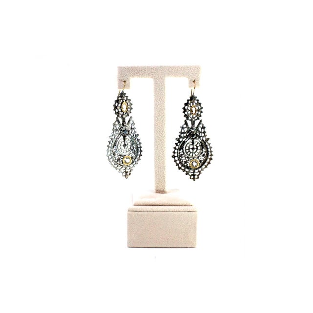 Gold and Silver Earrings with Central Zirconias, Set of 2 For Sale - Image 3 of 11
