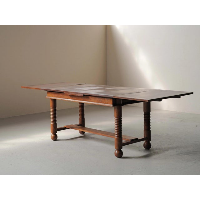 Wood Vintage Extendable Oak Dining Table, France, 1940 For Sale - Image 7 of 18
