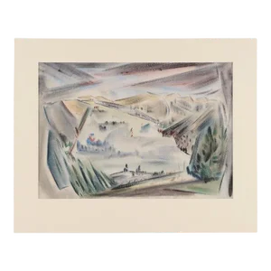 Original Vintage Signed & Dated Yngve H. Olsen Landscape Watercolor Painting