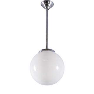 French Tabac Opal Glass Pendant Lamp, 1950s For Sale