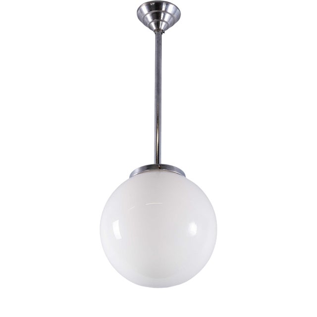 French Tabac Opal Glass Pendant Lamp, 1950s For Sale