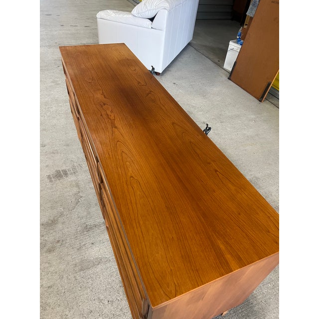 Wood Vintage 9 Drawer Wood Dresser For Sale - Image 7 of 10