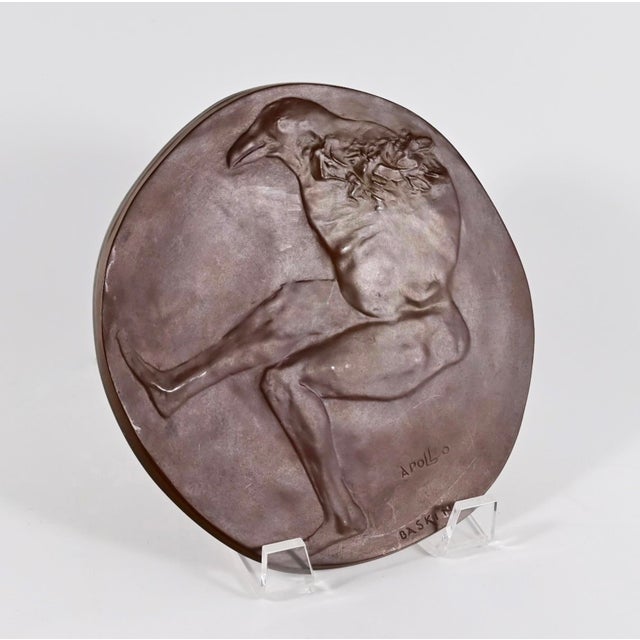 Leonard Baskin "Apollo" Limited Edition Circular Bronze Plaque, Signed and Dated 1969, 6.5" Diameter For Sale - Image 4 of 6