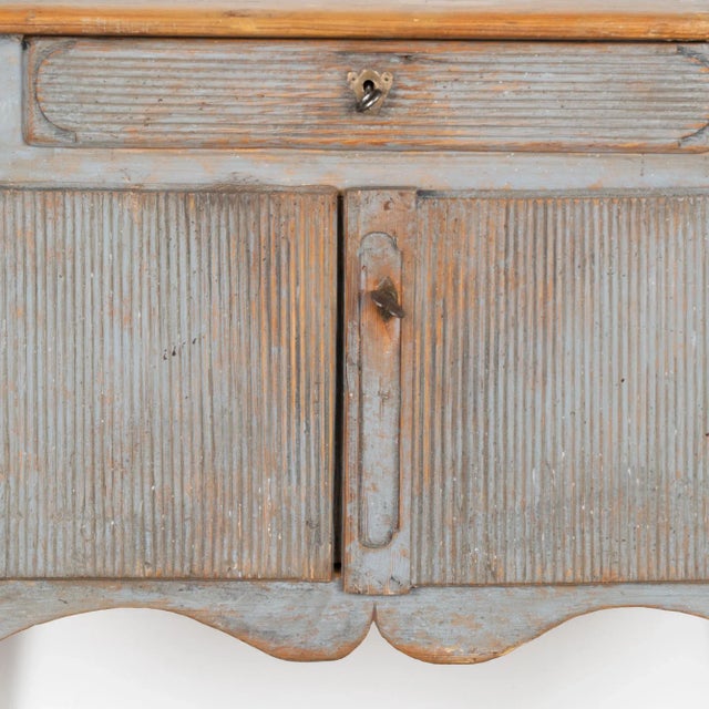 Wood Original Blue Painted Small Cabinet or Nightstand, Sweden Circa 1860-80 For Sale - Image 7 of 11