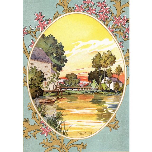 1900 - 1909 1900 Habert Dys Pastoral Landscape Lithograph For Sale - Image 5 of 5