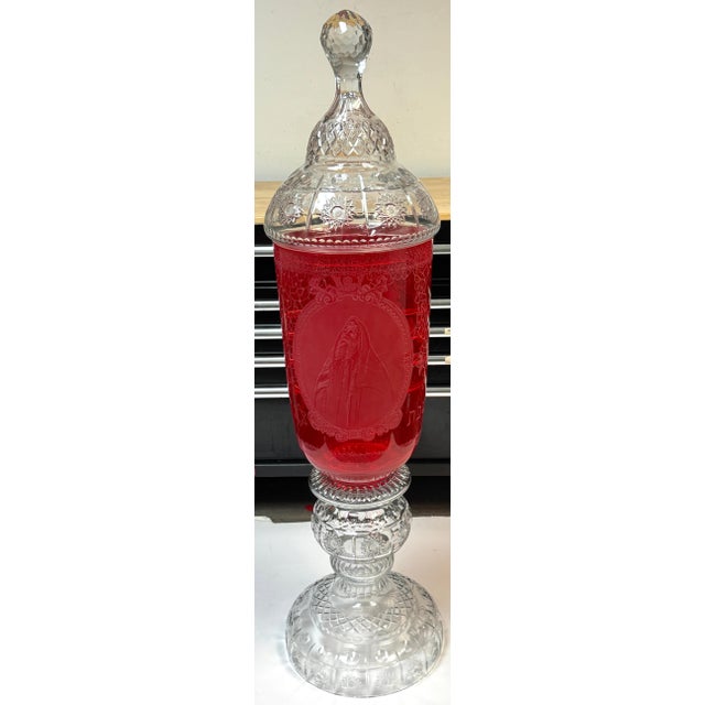 Monumental Bohemian Ruby & Crystal Ceremonial Pokal /Synagogue Presentation Urn For Sale - Image 11 of 18