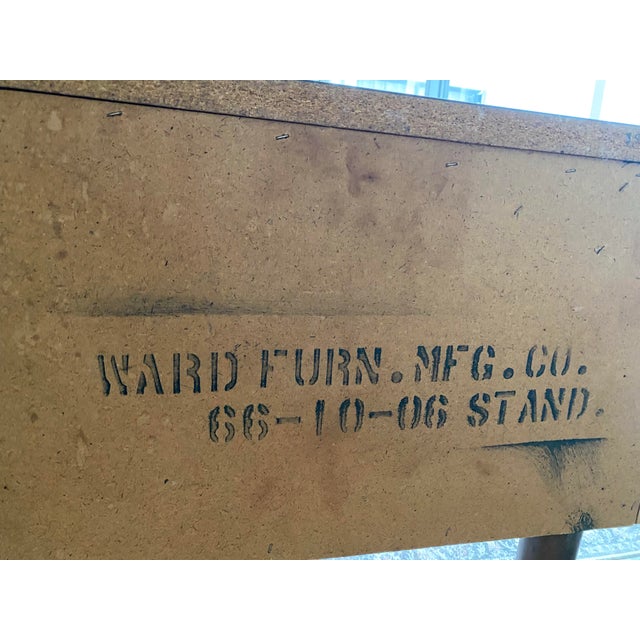 Vintage Mid-Century Modern Walnut Laminate Top Nightstand With Sculpted Pulls by Ward Furniture 1960s For Sale - Image 11 of 12