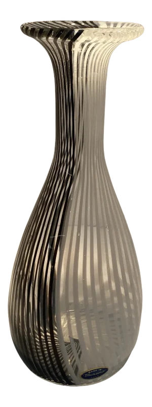 1960s Venini Design Murano Black and White Swirl Vase.