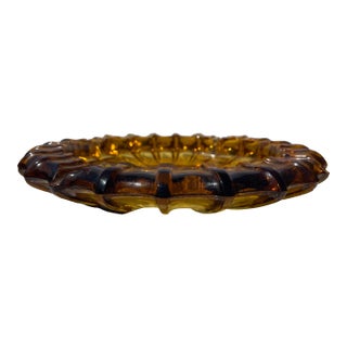 Vintage Amber Cut Art Glass Cigar Ashtray 1920's-1950's Art Deco Med-Century For Sale