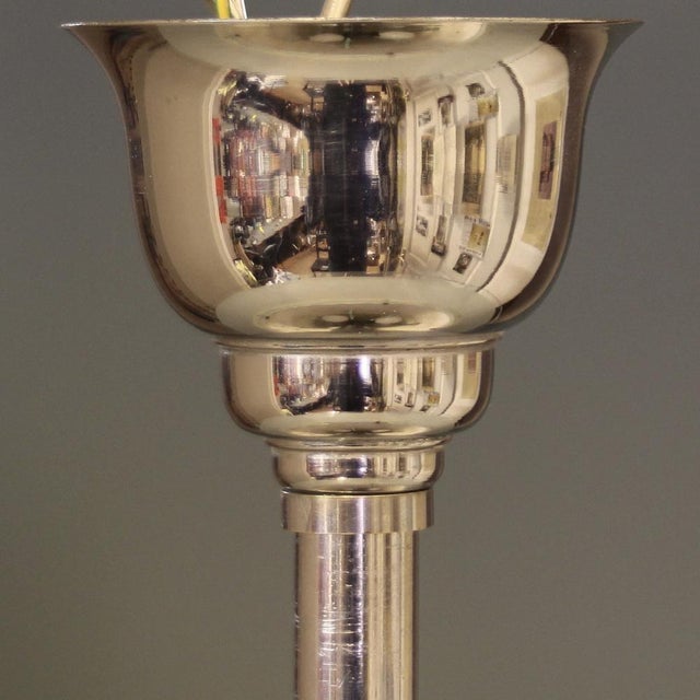 French Art Deco Pendant Lamp in Metal and Glass by Henri Petitot for Maison Petitot, 1930s For Sale - Image 4 of 15