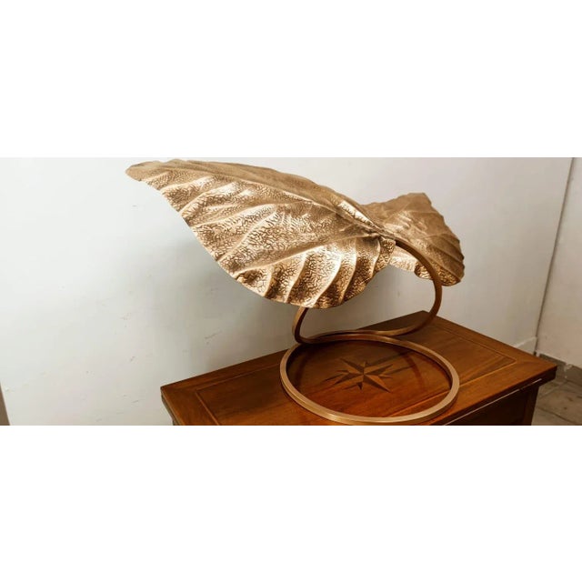 Brass Lamp with Two Leaves by Tommaso Barbi For Sale - Image 14 of 18