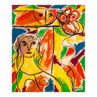 Walter Gaudnek Abstract Figures Oil on Canvas For Sale