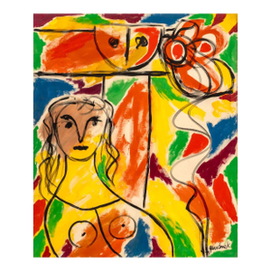 Walter Gaudnek Abstract Figures Oil on Canvas