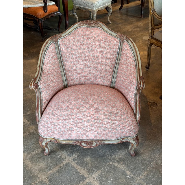 Italian 19th Century Italian Painted Bergère For Sale - Image 3 of 9