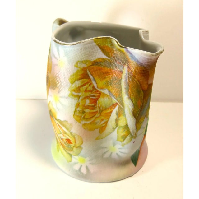 English Vintage Royal Bayreuth Creamer Porcelain Yellow Rose Tapestry Pattern For Sale - Image 3 of 6