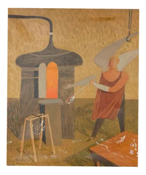 Alberto Gallerati, The Murano Glassworks, Oil on Canvas, 1970s