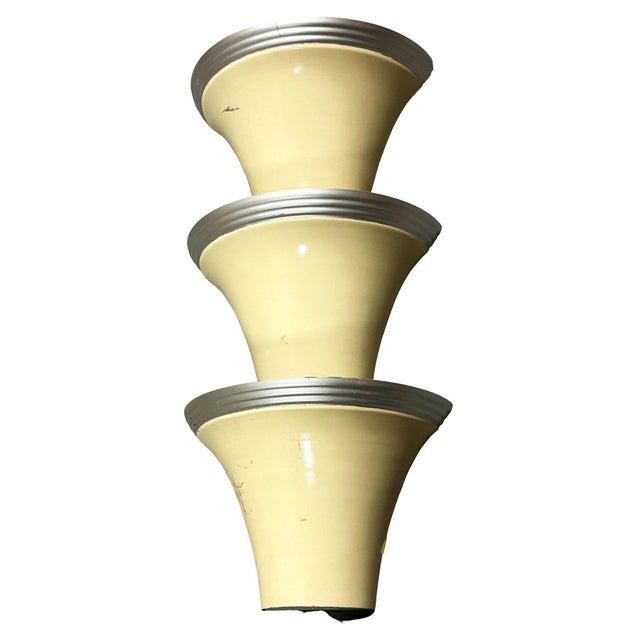 Large 2' Grand Streamline Enameled Spun Aluminum 3 Tier Wall Sconce For Sale - Image 4 of 7