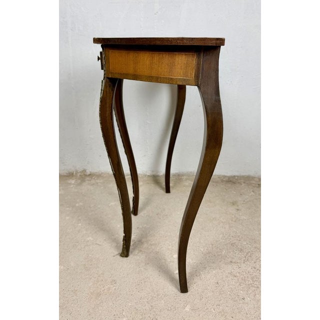 Wood Louis XVI French Marquetry Console Table with Bronze Mounts, 1950 For Sale - Image 7 of 14