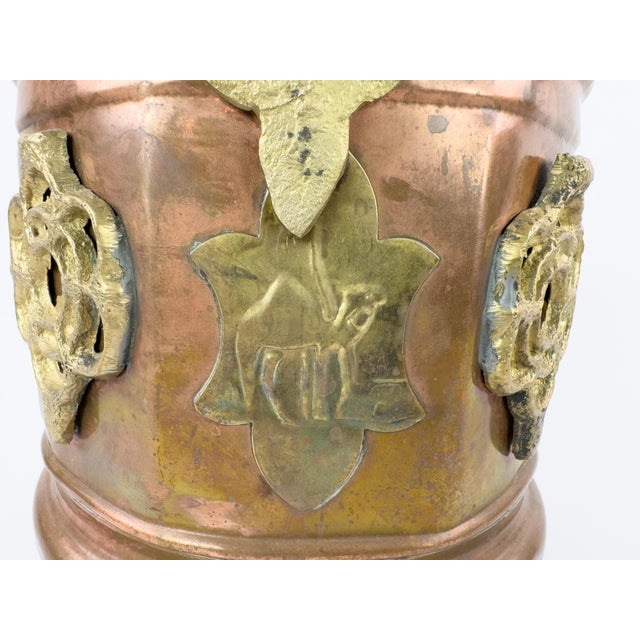 Antique French-Style Copper and Brass Jardiniere Planter With Gothic Mounts, C. 1900 For Sale - Image 15 of 18
