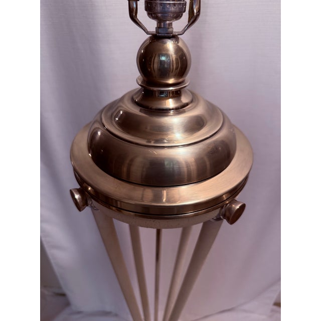 Late 20th Century Vintage Hart Associates Post-Modern Brass & Metal Floor Lamp With Black Shade and Cream Painted Legs For Sale - Image 5 of 12