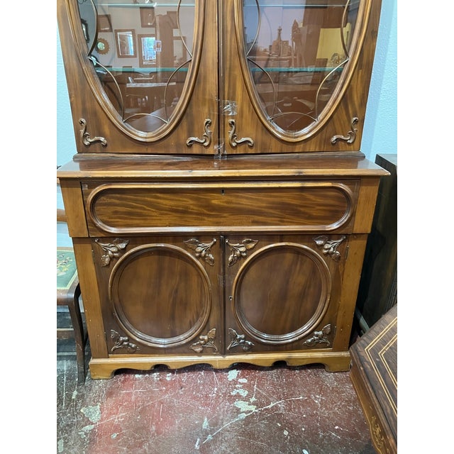 American 1920s Tall-Boy Secretary China Cabinet For Sale - Image 3 of 11