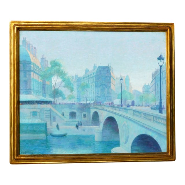 Edgar Bloomster b.1895 Illinois, Ca Artist, Oil/Canvas 30 X 36 Paris Scene Unframed For Sale