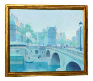 Edgar Bloomster b.1895 Illinois, Ca Artist, Oil/Canvas 30 X 36 Paris Scene Unframed