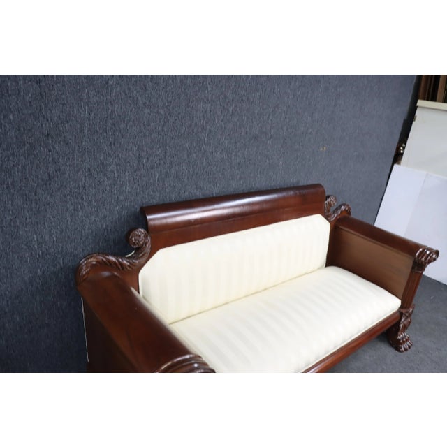 Brown American Classical Empire Acanthus Carved Mahogany Sofa For Sale - Image 8 of 11