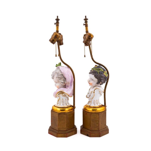 Meissen Winter & Fall 4 Four Seasons Series by Heinrich Schwabe circa 1880 Lamps Allegorical children busts made into...