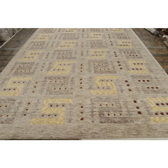 Mid-Century Modern Rug & Kilim’s Scandinavian Style Rug in Beige-Brown, With Geometric Patterns For Sale - Image 3 of 10