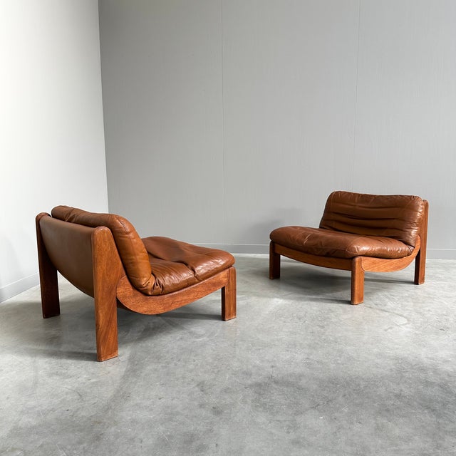 Mid-Century Modern Leather Lounge Chairs, 1970s, Set of 2 For Sale - Image 13 of 13