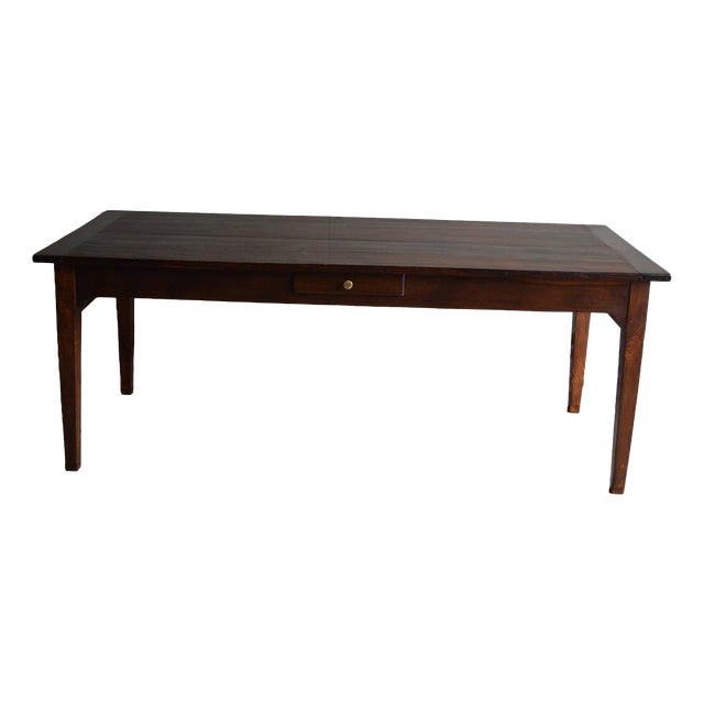 Antique Oak Dining Table with 3 Drawers For Sale