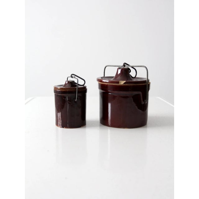 Mid 20th Century Vintage Stoneware Bail Lock Jar Set/2 For Sale - Image 5 of 6