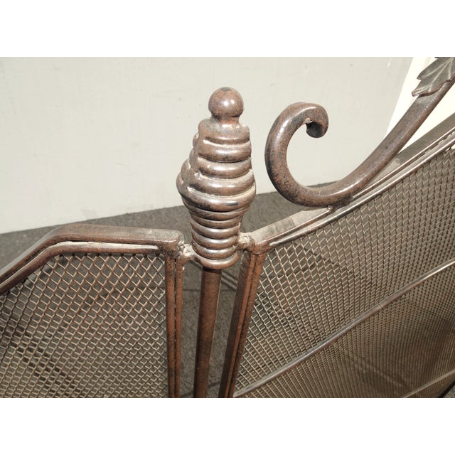 Black Vintage French Country Three Panel Black Fireplace Screen ~ Spanish Style For Sale - Image 8 of 13