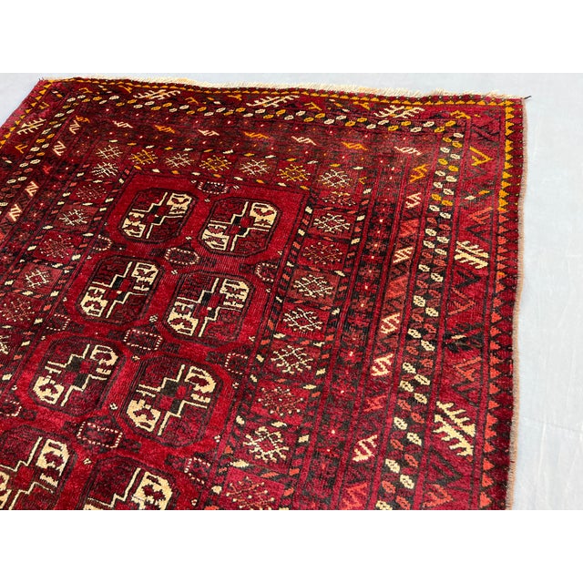 Vintage Afghan Ersari Turkmen Bokhara Gul Rug - 6'7" X 4'1" For Sale - Image 9 of 12
