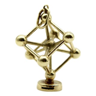 Vintage 14k Gold Atomium Molecule Charm For Sale