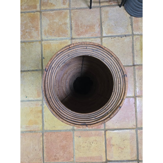 Wood Boho Chic Pencil Reed Floor Vase For Sale - Image 7 of 8